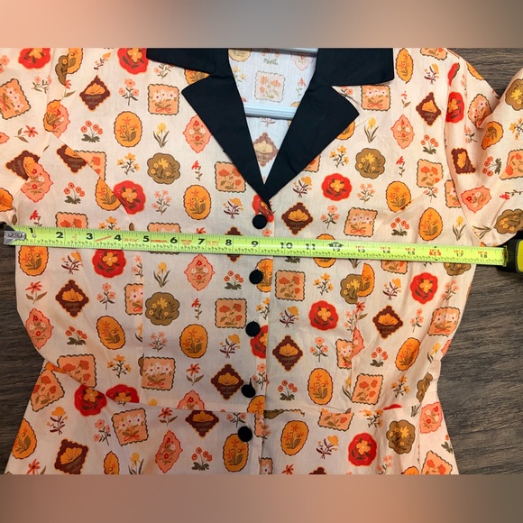 Vintage 50s Market Novelty Print Swing Dress Rockabilly Retro NWT Size L - Picture 9 of 10